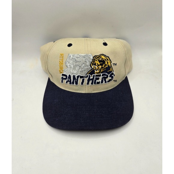 Vintage Pittsburgh Panthers Hat Beige 90's Snapback Embroidered‎ OC Shadow Cap